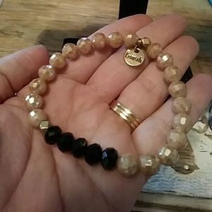 Erimish Pink & Black Stretch Bead Bracelet